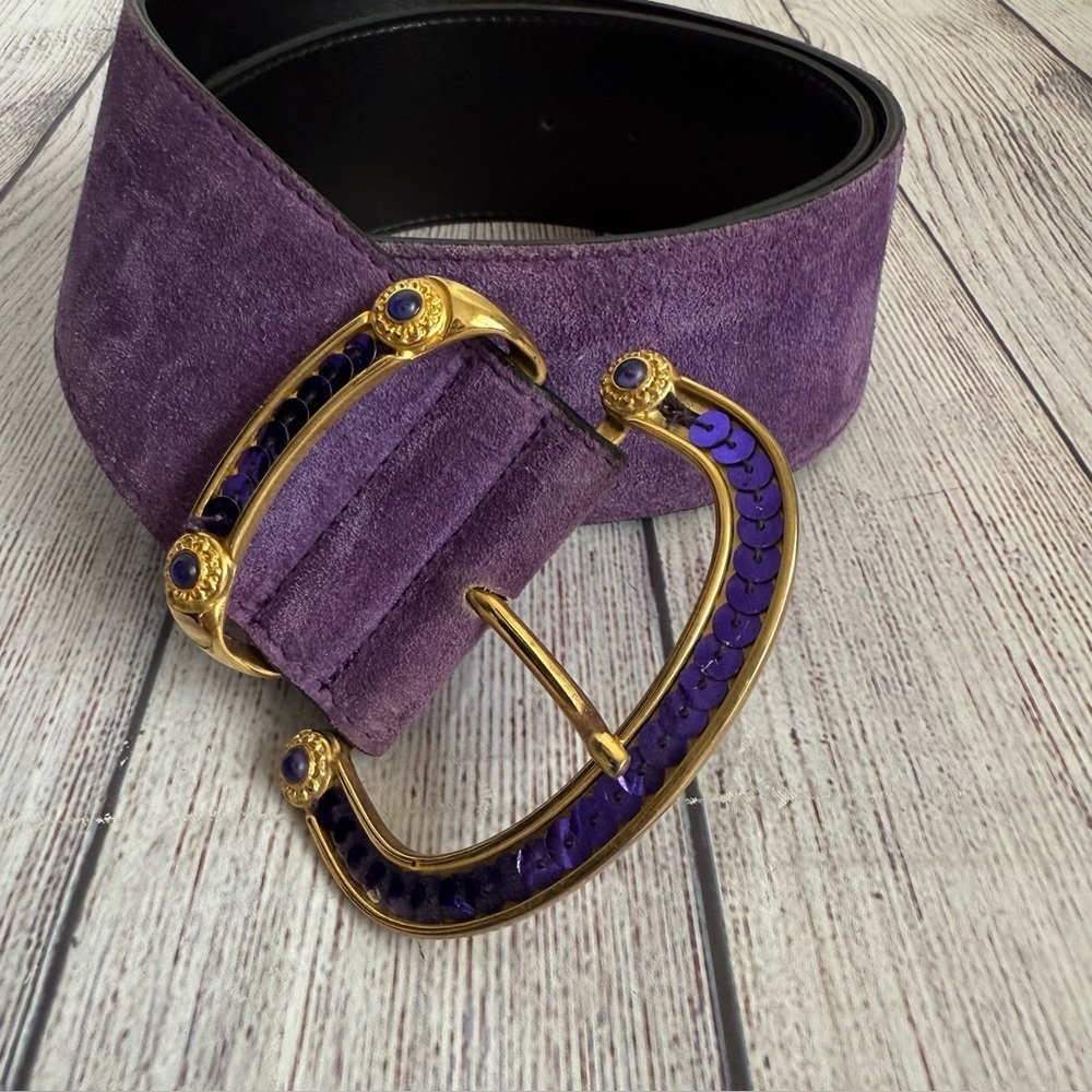 EXPRESS Vintage Purple Suede Leather Jeweled Belt Medium